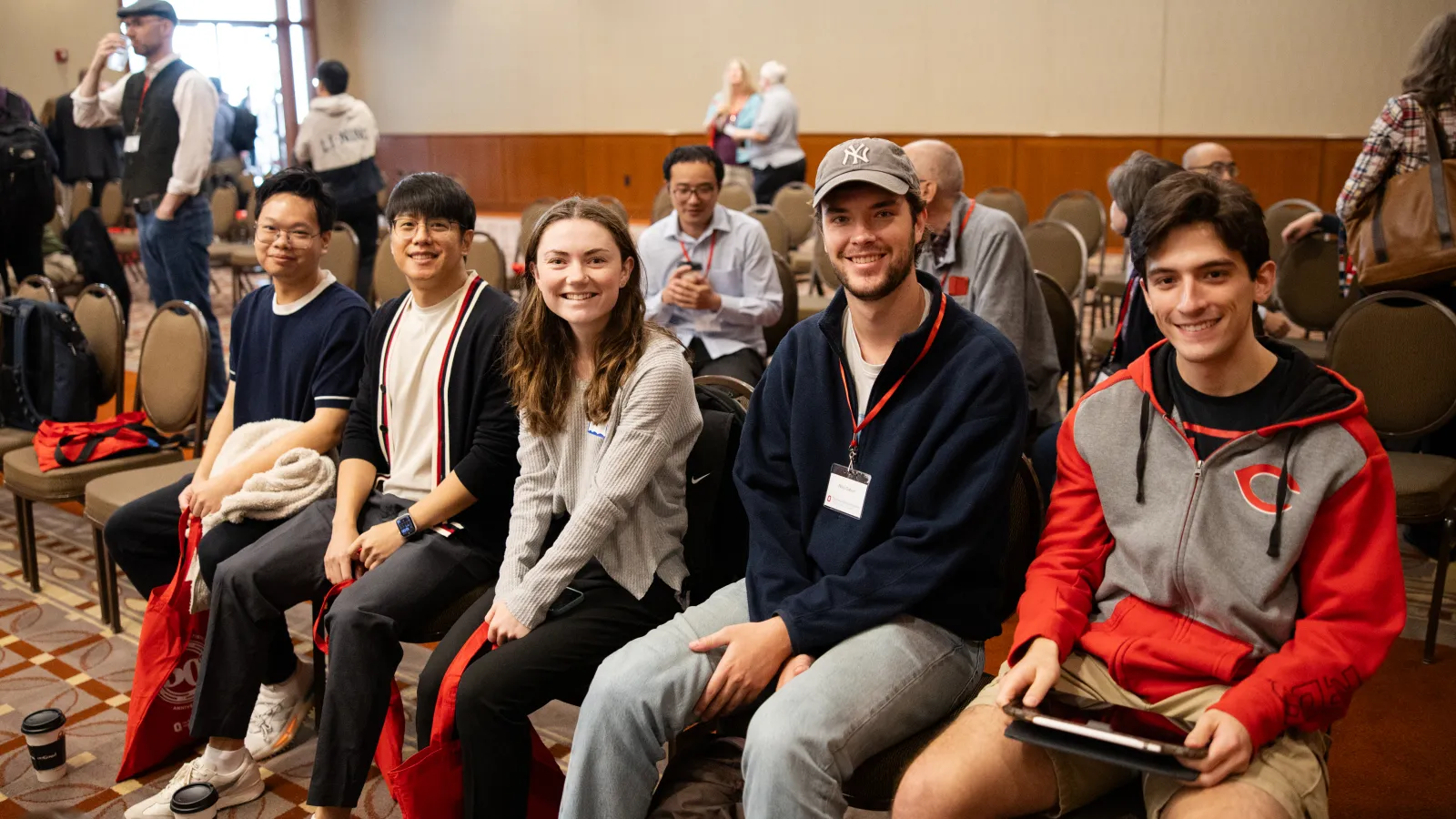 students attending a department conference session